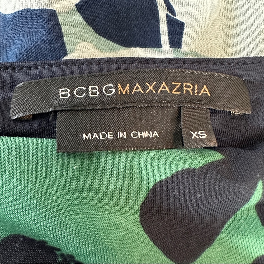 BCBGMAXAZRIA Halter Floral Fit & Flare Dress Sage Navy Resort Coastal Chic XS - Picture 14 of 16